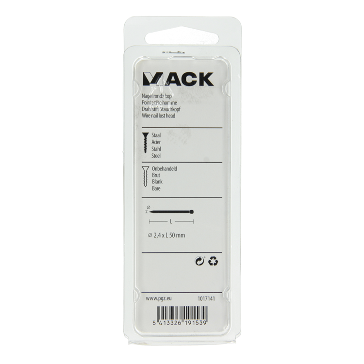 Mack 1017141 - Nagel runder Kopf 130 gr 2,4 x 50 mm | 5 Stück