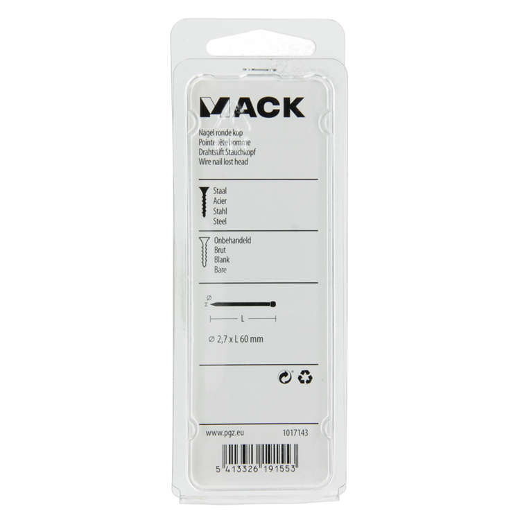 Mack 1017143 - Nagel runder Kopf 150 gr 2,7 x 60 mm | 5 Stück
