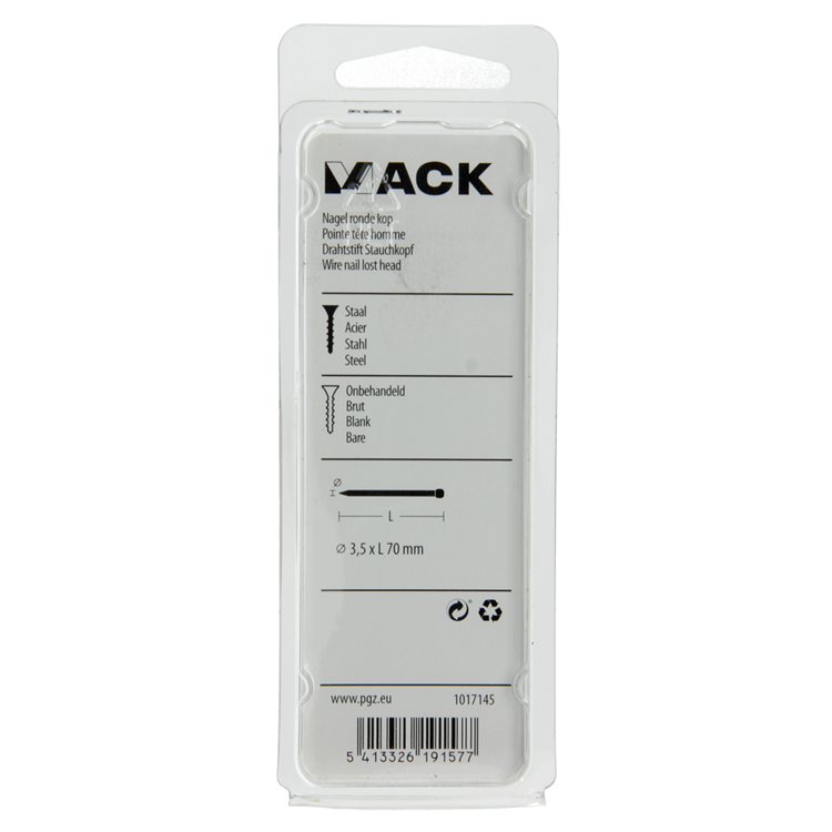 Mack 1017145 - Nagel runder Kopf 150 gr 3,5 x 70 mm | 5 Stück