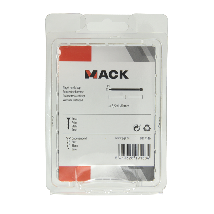 Mack 1017146 - Nagel runder Kopf 180 gr 3,5 x 80 mm | 5 Stück