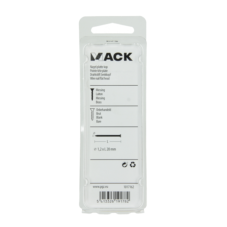 Mack 1017162 - Nagel Flachkopf Messing 18 gr1,2 x 20 mm | 10 Stück