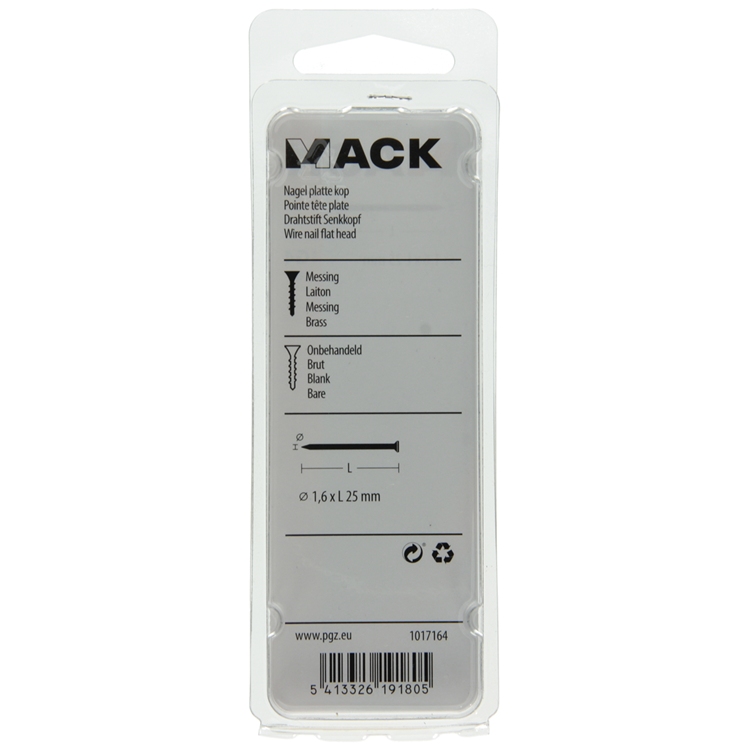 Mack 1017164 - Nagel Flachkopf Messing 20 gr1,6 x 25 mm | 10 Stück