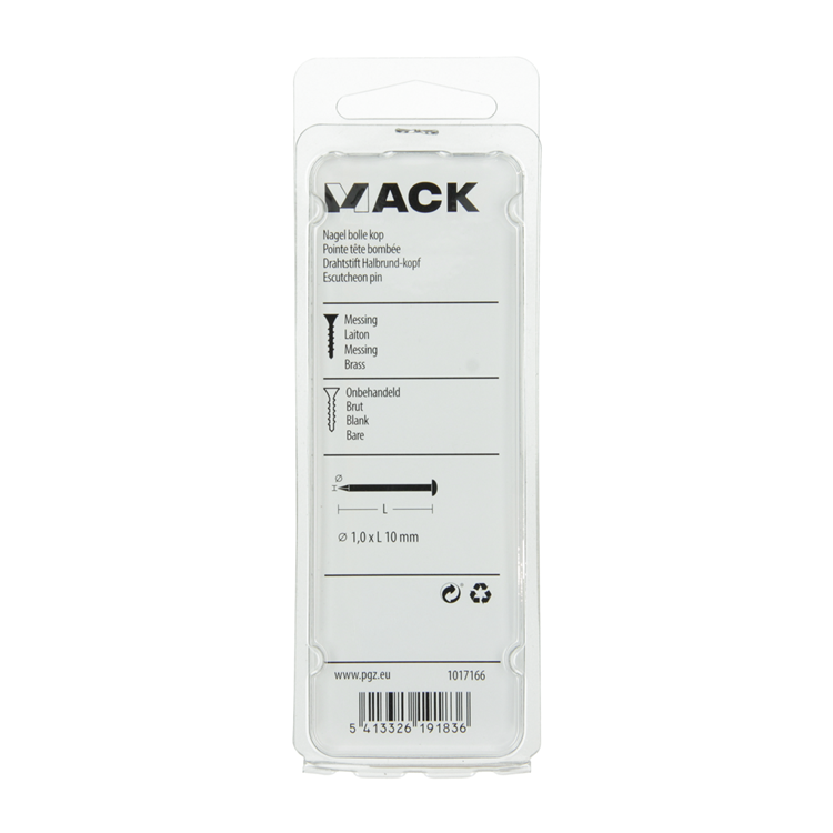 Mack 1017166 – Nagel konvexer Kopf Messing 20 gr 1,0 x 10 mm | 10 Stück