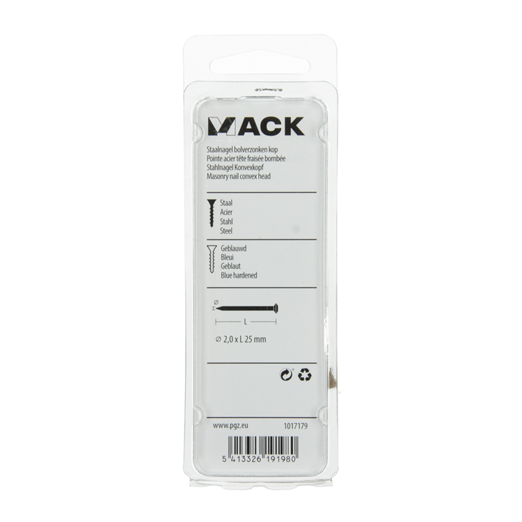Mack 1017179 – Stahlnagel BVK Stahl gebläut 40 gr 2,0 x 25 mm | 10 Stück