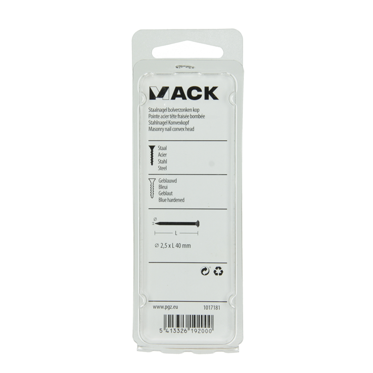 Mack 1017181 – Stahlnagel BVK Stahl gebläut 45 gr 2,5 x 40 mm | 10 Stück