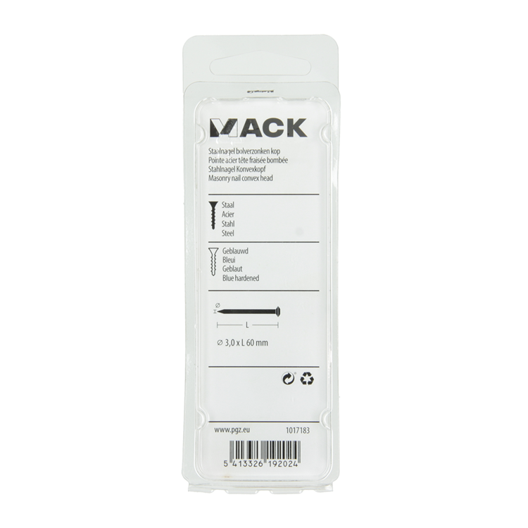 Mack 1017183 - Stahlnagel BVK Stahl gebläut 45 gr 3,0 x 60 mm | 10 Stück
