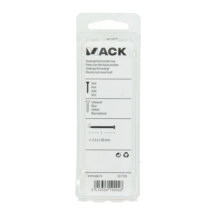 Mack 1017185 - Stahlnagel BVK Stahl gebläut 45 gr 3,4 x 80 mm | 10 Stück