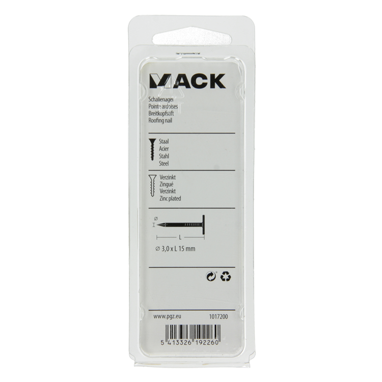 Mack 1017200 - shale nail steel galvanized 100 gr 3.0 x 15 mm | 5 Stück