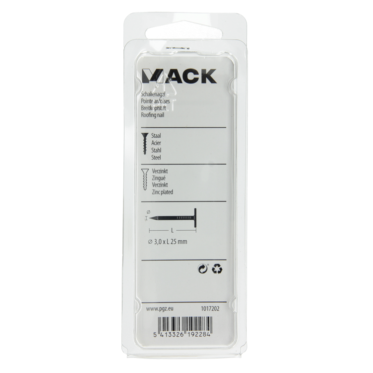 Mack 1017202 – Schiefernagel Stahl verzinkt 100 gr 3,0 x 25 mm | 5 Stück