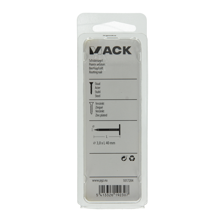 Mack 1017204 – Schiefernagel Stahl verzinkt 100 gr 3,0 x 40 mm | 5 Stück