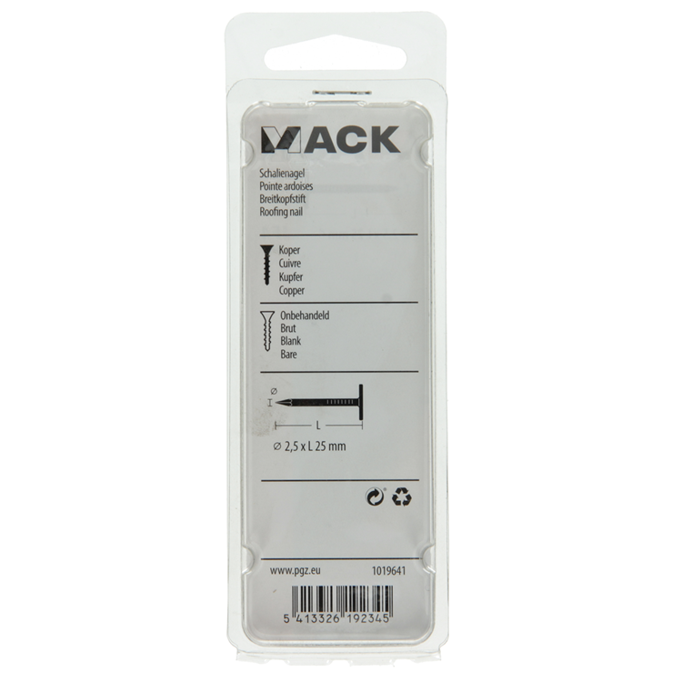 Mack 1019641 – Schiefernagel Kupfer 30 gr 2,5 x 25 mm | 10 Stück