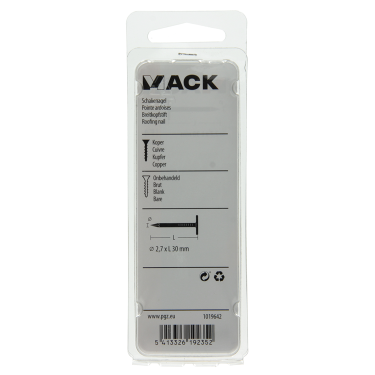 Mack 1019642 – Schiefernagel Kupfer 30 gr 2,7 x 30 mm | 10 Stück