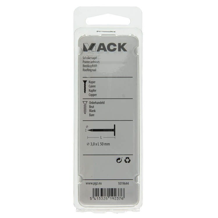 Mack 1019644 – Schiefernagel Kupfer 30 gr 3,0 x 50 mm | 10 Stück