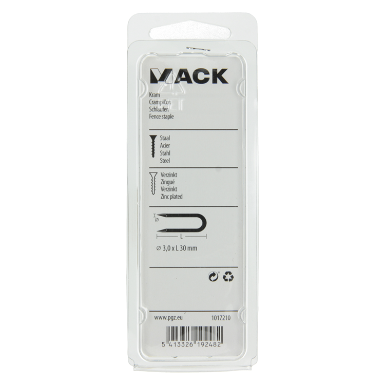 Mack 1017210 – Klammerstahl verzinkt 100 gr 3,0 x 30 mm | 5 Stück