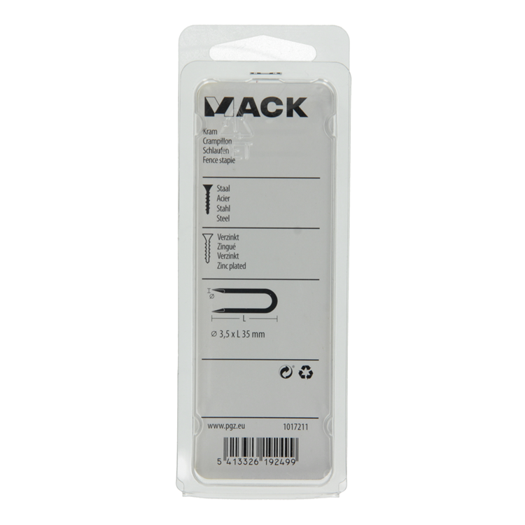 Mack 1017211 – Klammerstahl verzinkt 100 gr 3,5 x 35 mm | 5 Stück