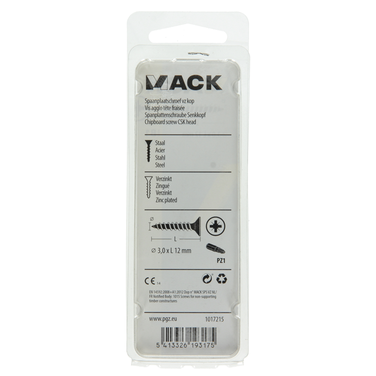 Mack 1017215 - Spanplattenschraube mit Kopf gelb plattiert 55 Stück 3,0 x 12 mm | 10 Stück