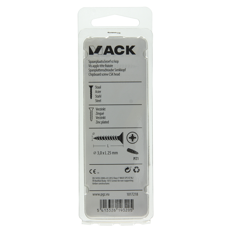 Mack 1017218 - Spanplattenschraube mit Kopf gelb 40 Stück 3,0 x 25 mm | 10 Stück