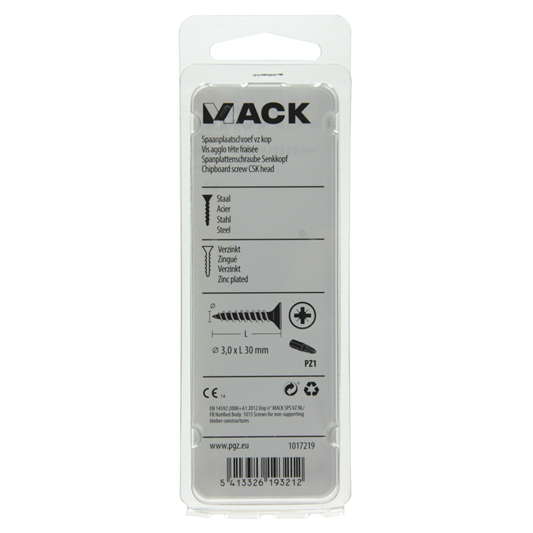 Mack 1017219 - Spanplattenschraube mit Kopf gelb plattiert 35 Stück 3,0 x 30 mm | 10 Stück