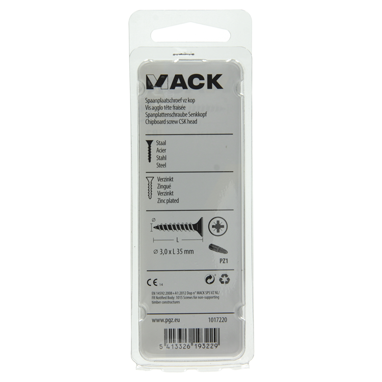 Mack 1017220 - Spanplattenschraube mit Kopf gelb plattiert 30 Stück 3,0 x 35 mm | 10 Stück