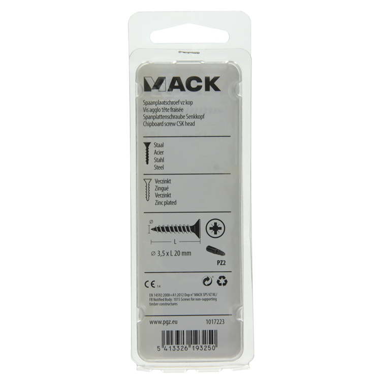 Mack 1017223 - Spanplattenschraube mit Kopf gelb plattiert 35 Stück 3,5 x 20 mm | 10 Stück