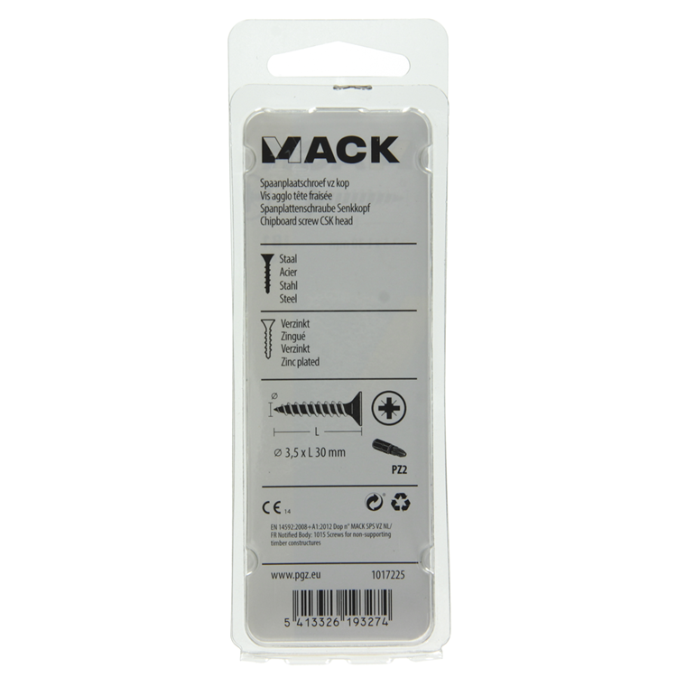 Mack 1017225 - Spanplattenschraube mit Kopf vergilbt 26 Stück 3,5 x 30 mm | 10 Stück