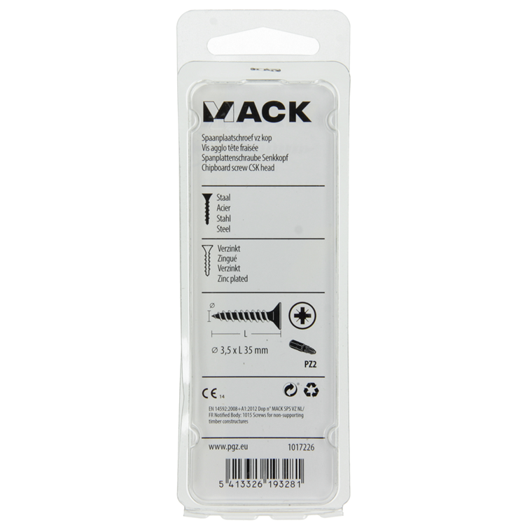 Mack 1017226 - Spanplattenschraube mit Kopf gelb 24 Stück 3,5 x 35 mm | 10 Stück