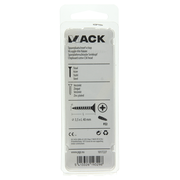 Mack 1017227 - Spanplattenschraube mit Kopf gelb 22 Stück 3,5 x 40 mm | 10 Stück