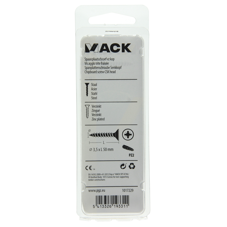 Mack 1017229 - Spanplattenschraube mit Kopf gelb plattiert 14 Stück 3,5 x 50 mm | 10 Stück
