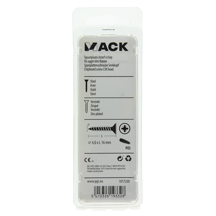 Mack 1017230 - Spanplattenschraube mit Kopf gelb plattiert 35 Stück 4,0 x 16 mm | 10 Stück