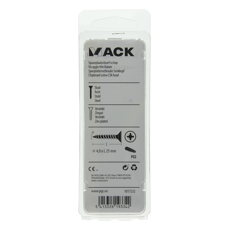 Mack 1017232 - Spanplattenschraube mit Kopf vergilbt 25 Stück 4,0 x 25 mm | 10 Stück