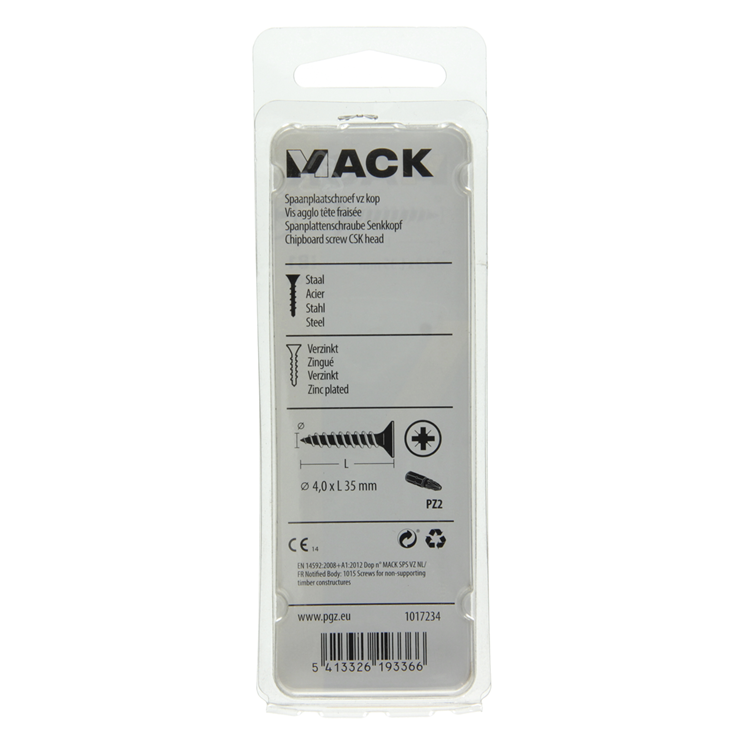 Mack 1017234 - Spanplattenschraube mit Kopf vergilbt 20 Stück 4,0 x 35 mm | 10 Stück