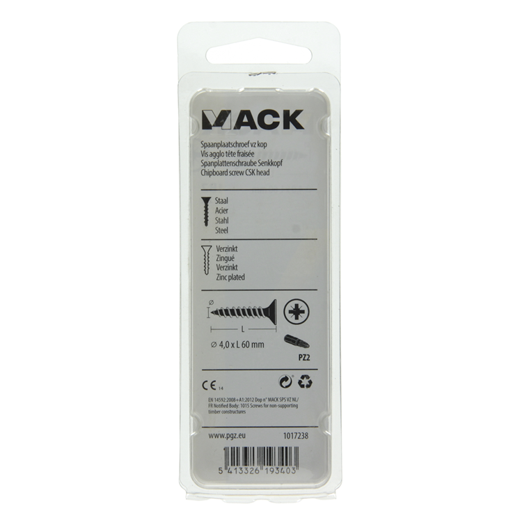 Mack 1017238 - Spanplattenschraube mit Kopf gelb plattiert 12 Stück 4,0 x 60 mm | 10 Stück