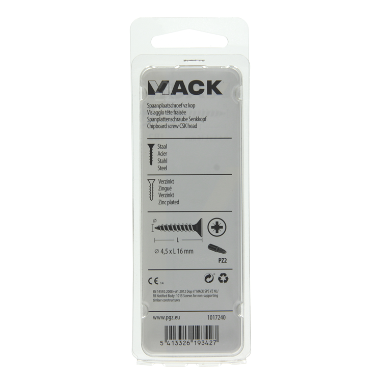 Mack 1017240 - Spanplattenschraube mit Kopf gelb 26 Stück 4,5 x 16 mm | 10 Stück