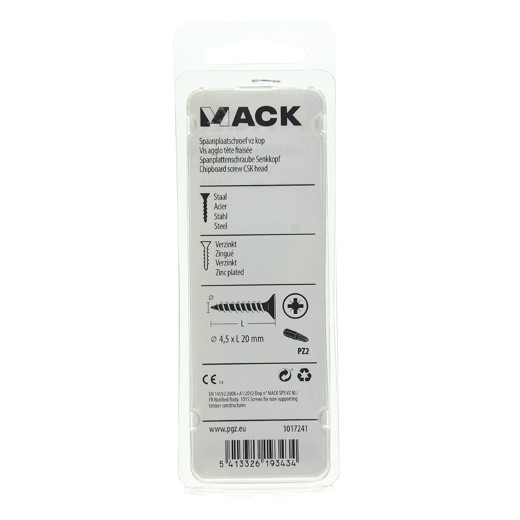 Mack 1017241 - Spanplattenschraube mit Kopf gelb 24 Stück 4,5 x 20 mm | 10 Stück