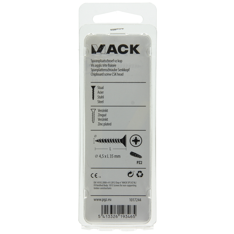 Mack 1017244 - Spanplattenschraube mit Kopf gelb plattiert 16 Stück 4,5 x 35 mm | 10 Stück