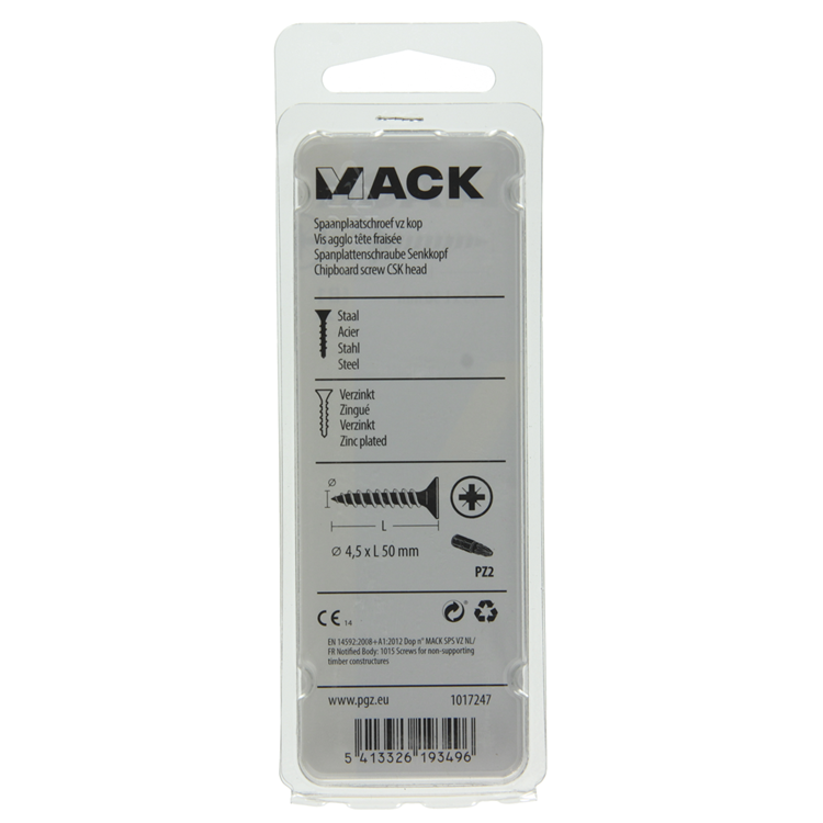 Mack 1017247 - Spanplattenschraube mit Kopf gelb plattiert 12 Stück 4,5 x 50 mm | 10 Stück