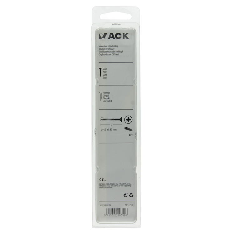 Mack 1017250 – Spanplattenschraube mit Kopf gelb beschichtet. 8 Stück 4,5 x 80 mm | 5 Stück