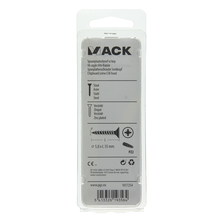 Mack 1017254 - Spanplattenschraube mit Kopf gelb plattiert 13 Stück 5,0 x 35 mm | 10 Stück