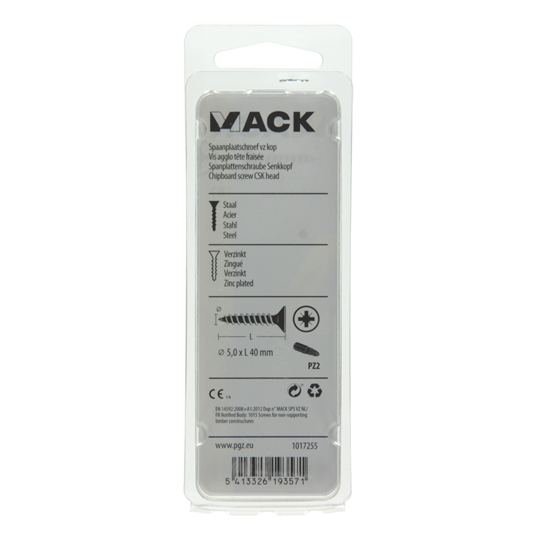 Mack 1017255 - Spanplattenschraube mit Kopf gelb 12 Stück 5,0 x 40 mm | 10 Stück