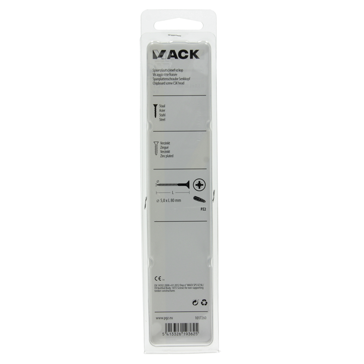 Mack 1017260 – Spanplattenschraube mit Kopf gelb beschichtet. 6 Stück 5,0 x 80 mm | 5 Stück