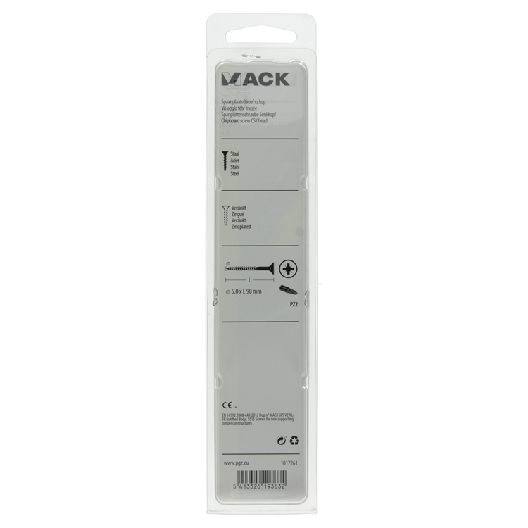 Mack 1017261 – Spanplattenschraube mit Kopf gelb beschichtet. 5 Stück 5,0 x 90 mm | 5 Stück