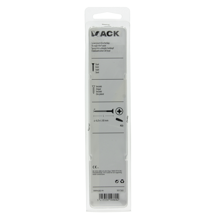 Mack 1017265 – Spanplattenschraube mit Kopf gelb beschichtet. 5 Stück 6,0 x 80 mm | 5 Stück