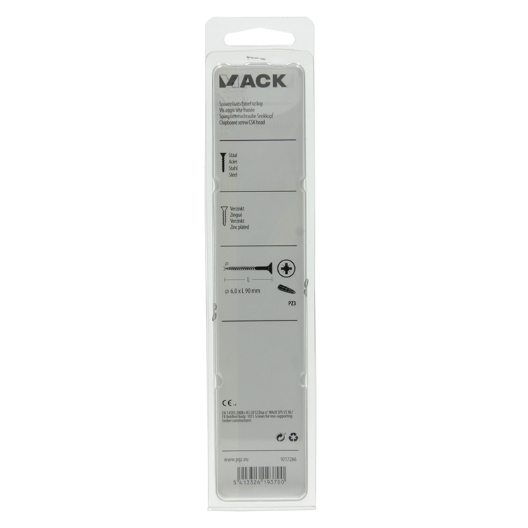 Mack 1017266 – Spanplattenschraube mit Kopf gelb beschichtet. 4 Stück 6,0 x 90 mm | 5 Stück