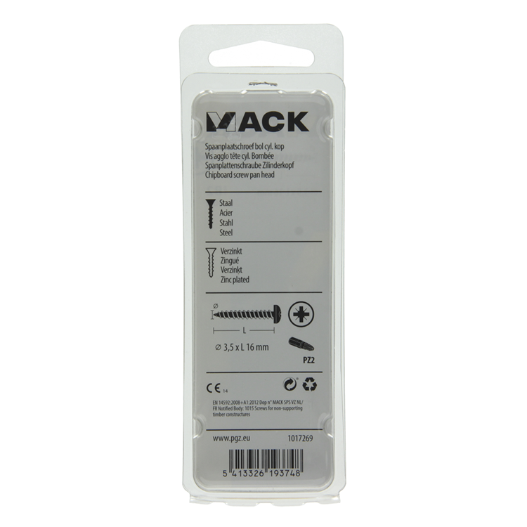 Mack 1017269 - Spanplattenschraube Zylinderkopf gelb plattiert 40 Stück 3,5 x 16 mm | 10 Stück
