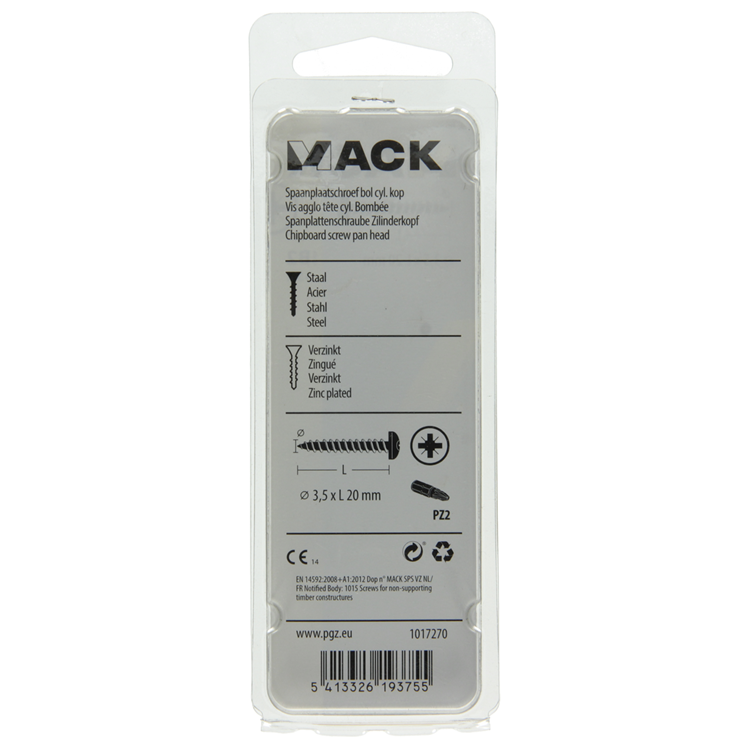 Mack 1017270 - Spanplattenschraube Zylinderkopf gelb plattiert 35 Stück 3,5 x 20 mm | 10 Stück