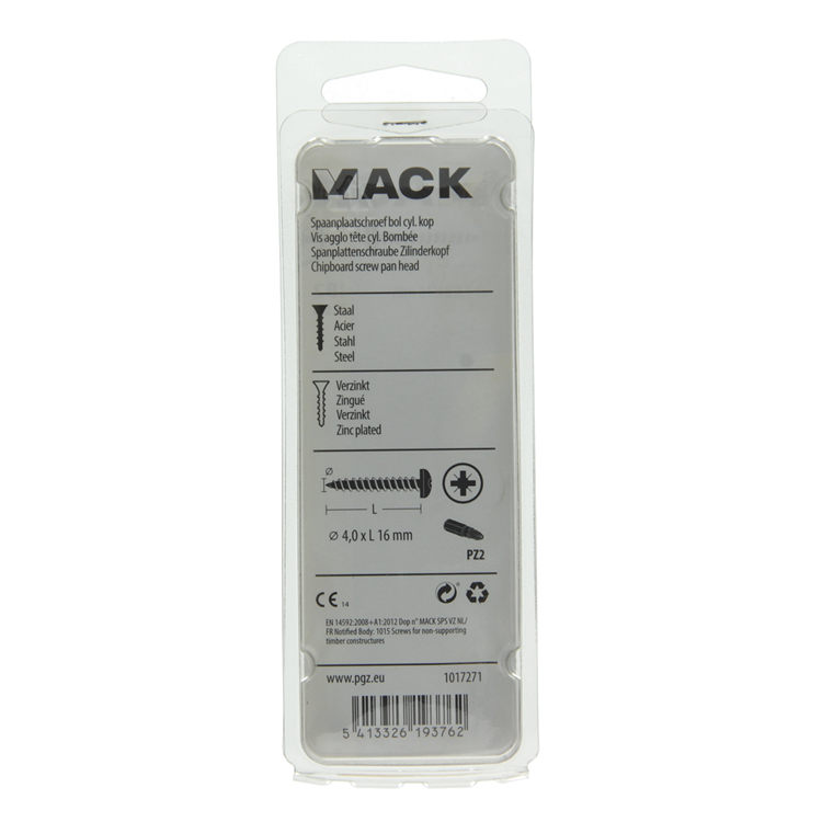 Mack 1017271 - Spanplattenschraube Zylinderkopf gelb plattiert 35 Stück 4,0 x 16 mm | 10 Stück