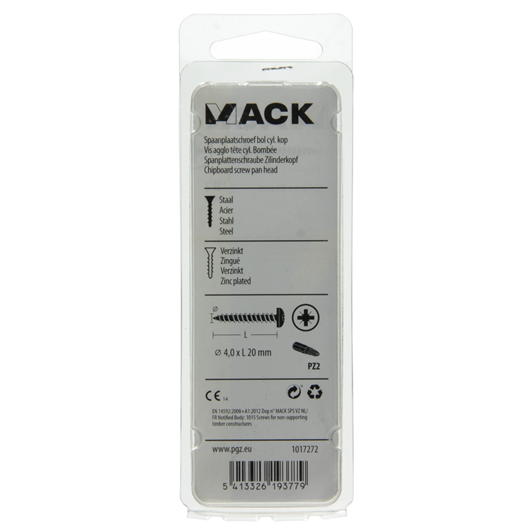 Mack 1017272 - Spanplattenschraube Zylinderkopf gelb plattiert 30 Stück 4,0 x 20 mm | 10 Stück