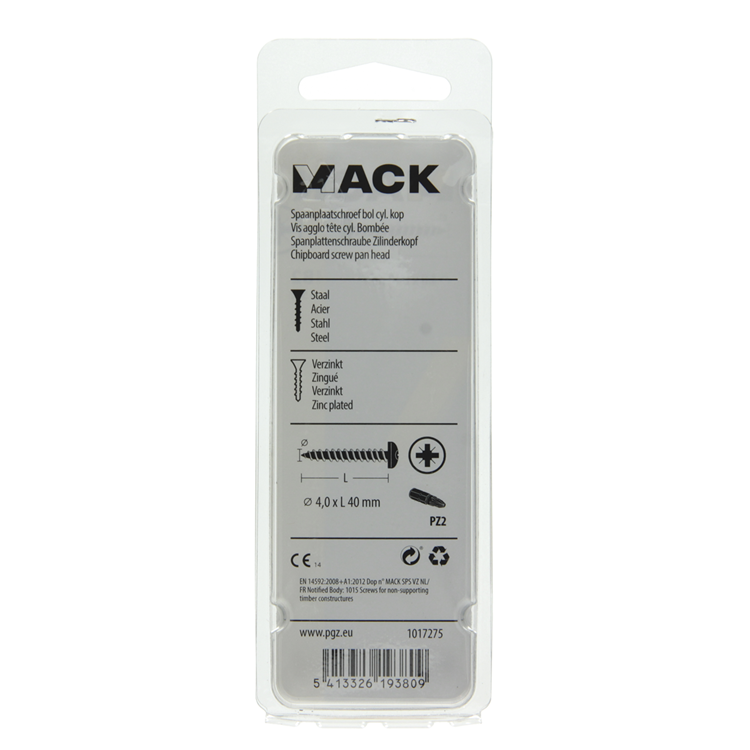 Mack 1017275 - Spanplattenschraube Zylinderkopf gelb plattiert 15 Stück 4,0 x 40 mm | 10 Stück