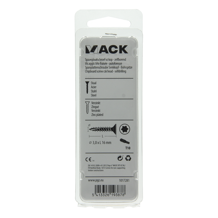 Mack 1017281 - spainplschr.vzkop-selfb. gelb plattiert 50 Stück 3,0 x 16 mm | 10 Stück