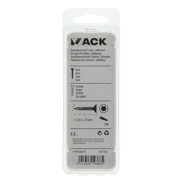 Mack 1017282 - spainplschr.vzkop-selfb. gelb plattiert 45 Stück 3,0 x 20 mm | 10 Stück